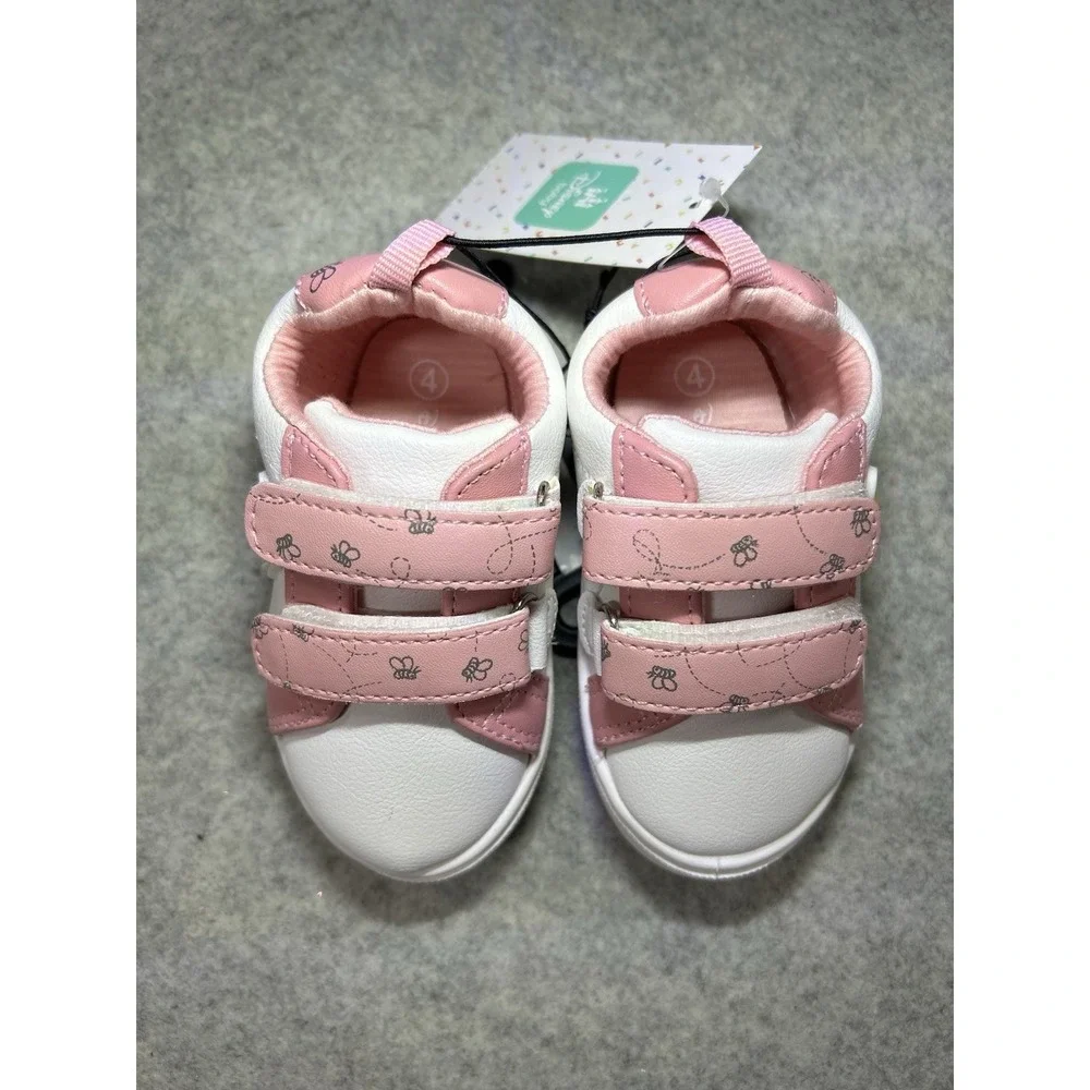 Disney Baby Winnie The Pooh Toddler Kids Sneaker Size 4 Pink /White Hook & Loop